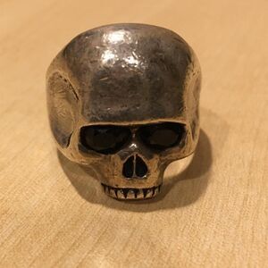 Silver Skull Ring with black onyx stones